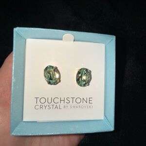 Touchstone Crystal light Green Stud Earrings